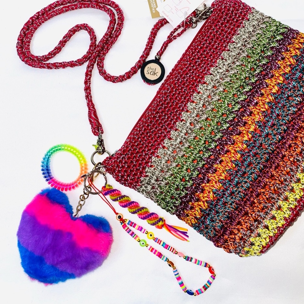 Colorful 4 Piece Keychain Set. Cute Handbag Accessories For Purses. Keyfob Chain
